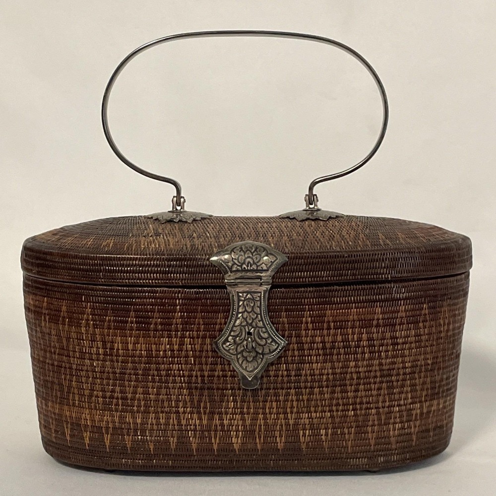 Vintage Yan Lipao Thai Hand Woven HANDBAG Purse Basket Original Excellent Cond